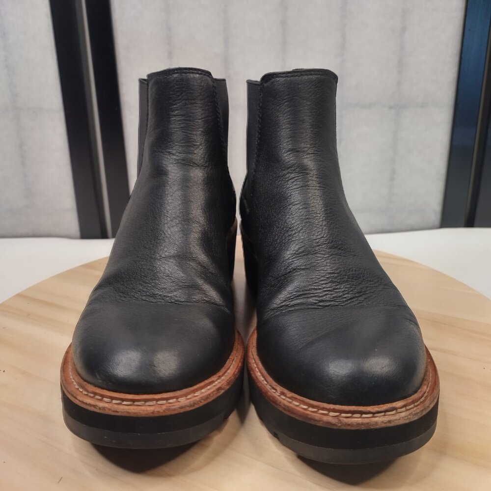 Eileen Fisher Chelsea Wedge Black Leather Ankle Bootie Women US 7 - Picture 4 of 12